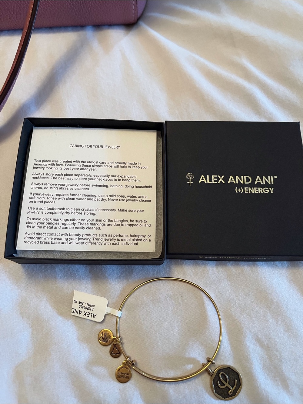 Alex and Ani Gold and Black Signature Charm Bangle